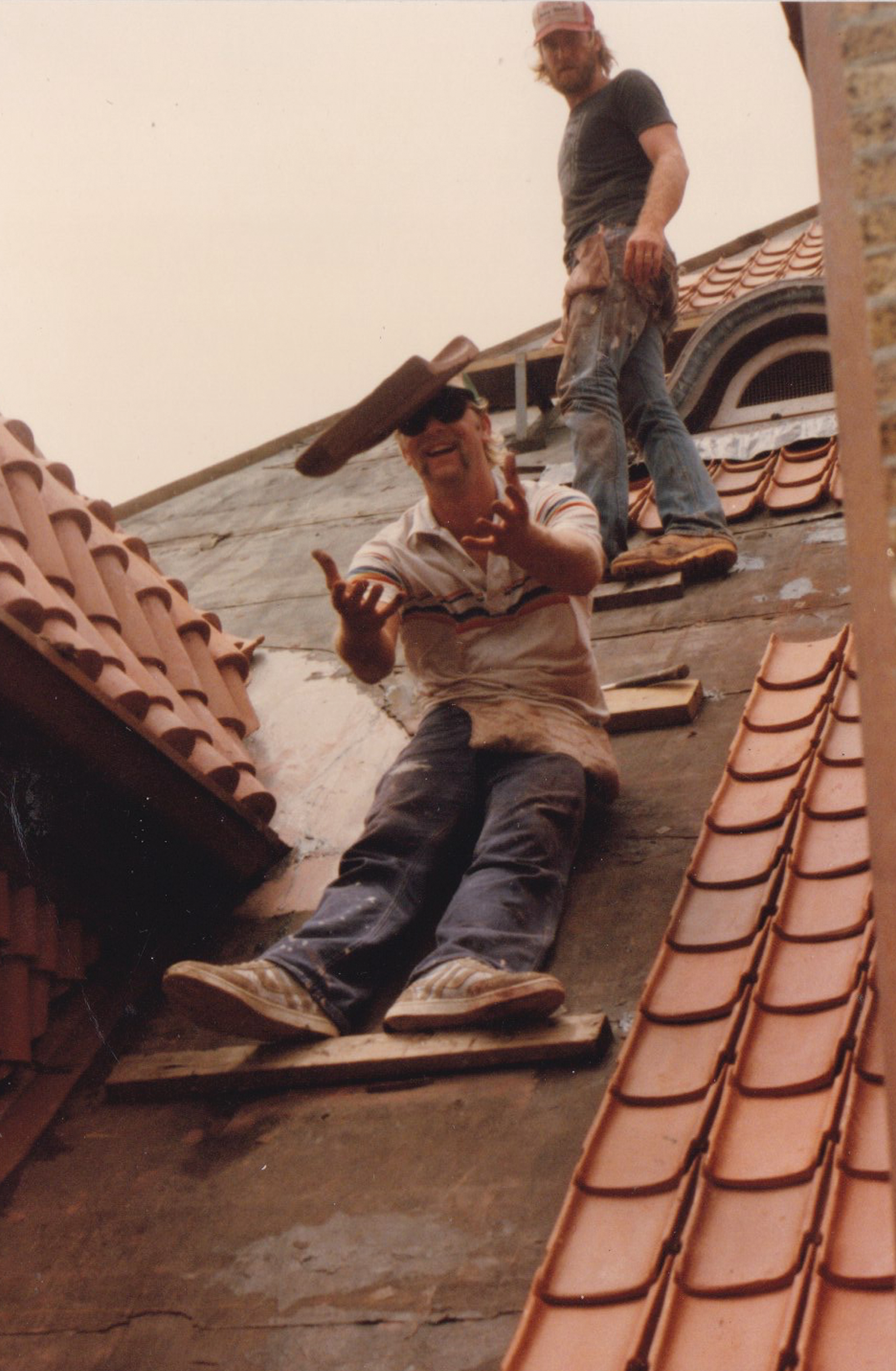 Tile work on a Galveston rooftop