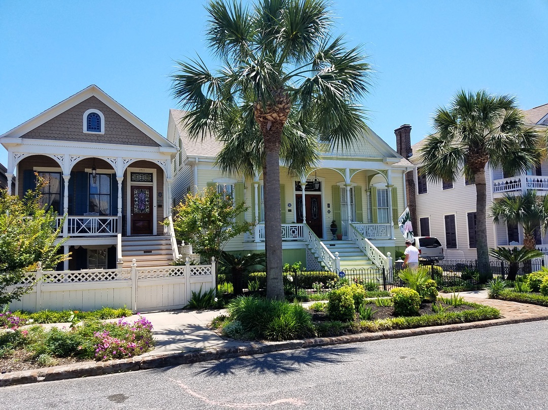 Restored Victorian cottages with front porches