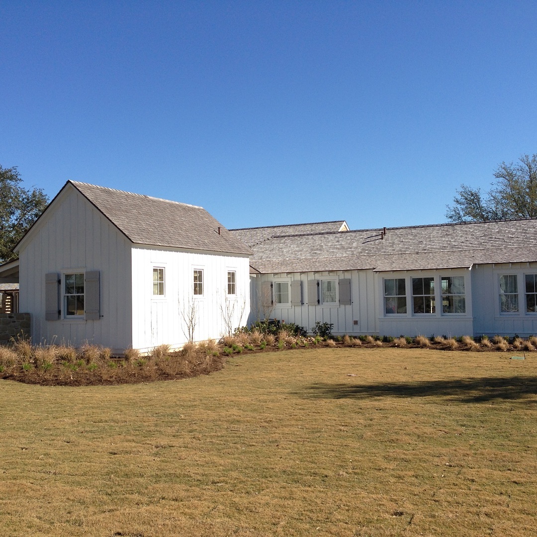 Modern farmhouse with board and batten siding