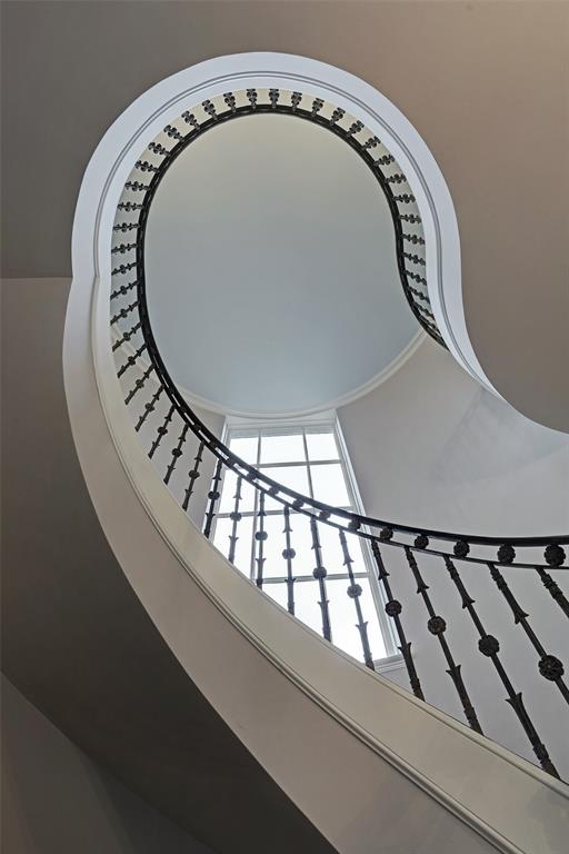 Elegant spiral staircase viewed from above